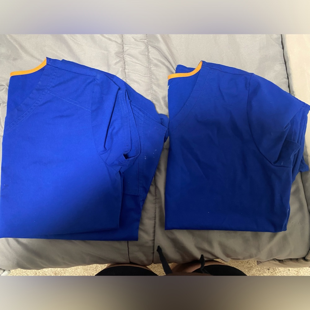 2 Royal Blue Scrub star scrub tops